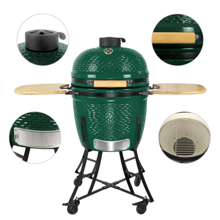 Mirpol Grătar ceramic pentru cărbuni cu rafturi laterale, grilă de 46 cm [10]