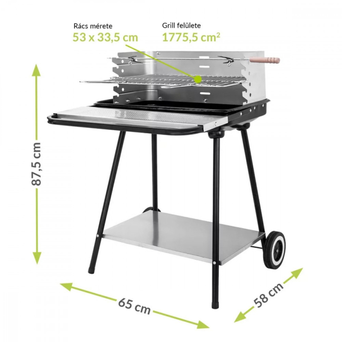 Mirpol Grătar cu cărbune MIR404, pătrat [8]