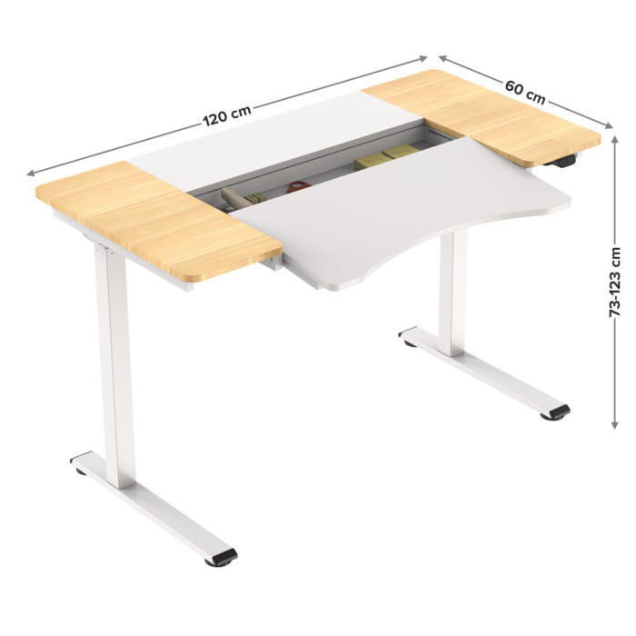 Mirpol HALDEN birou cu reglare electrică a înălțimii, 120x60 cm alb-burlywood [6]
