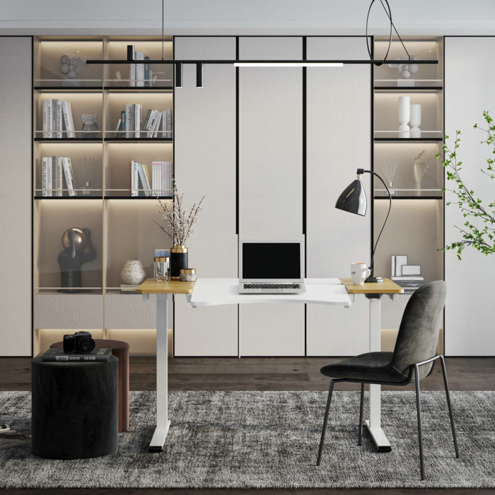 Mirpol HALDEN birou cu reglare electrică a înălțimii, 120x60 cm alb-burlywood [3]