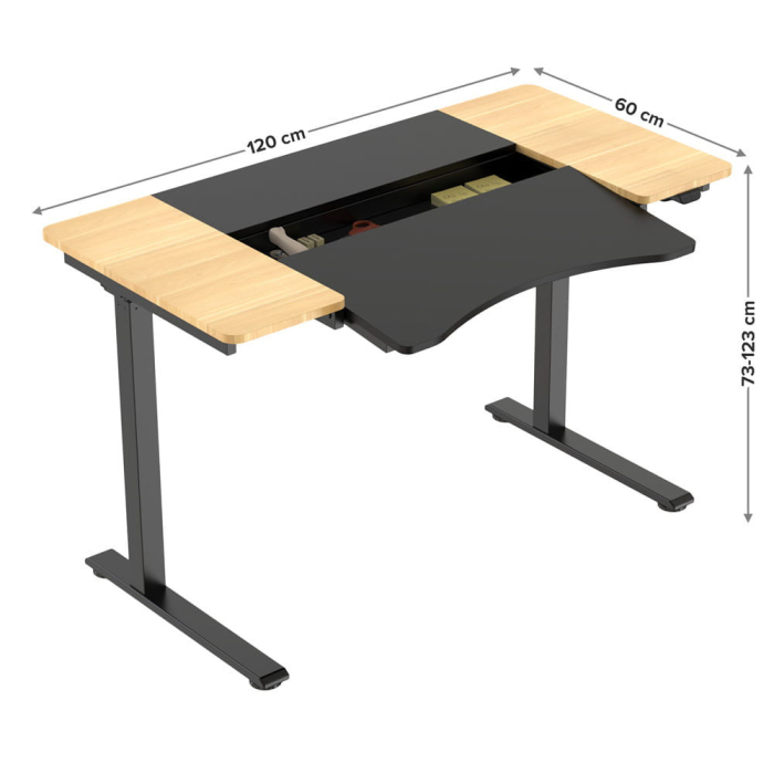 Mirpol HALDEN birou cu reglare electrică a înălțimii, 120x60 cm negru-burlywood [6]