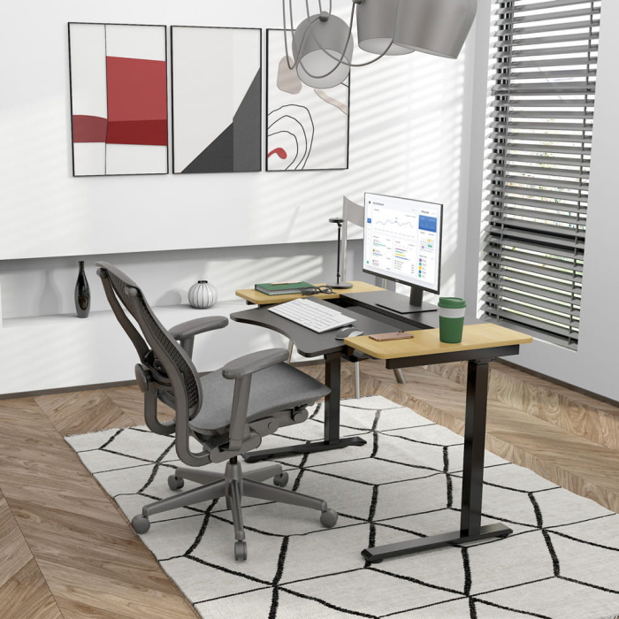 Mirpol HALDEN birou cu reglare electrică a înălțimii, 120x60 cm negru-burlywood [5]