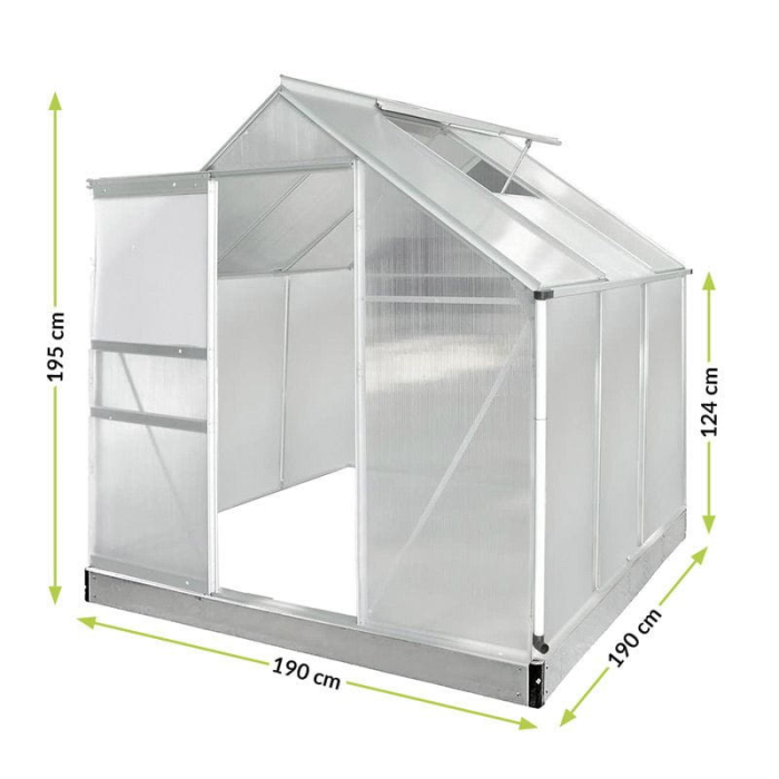 Mirpol Seră din policarbonat 190 x 190 x 124/195 cm [7]