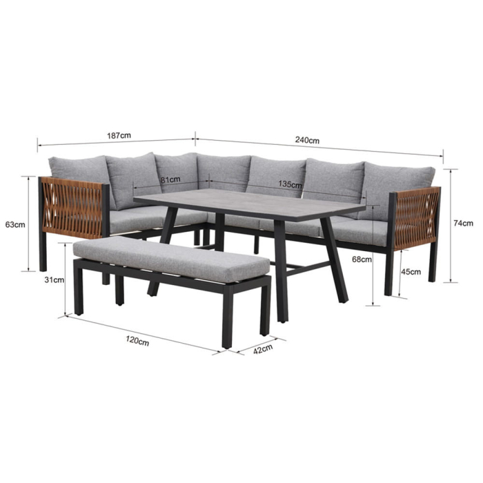 Mirpol Set de mobilier de grădină de colț Texas cu 8 locuri [8]