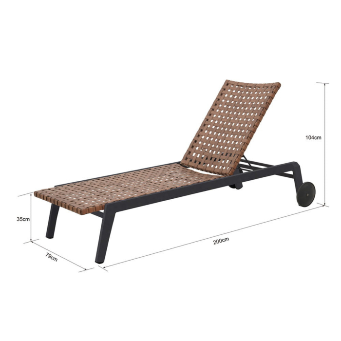 Mirpol Șezlong de grădină Texas cu spătar reglabil și roți [3]