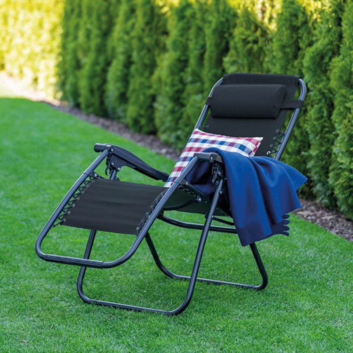 Mirpol Șezlong pliabil de lux negru [2]