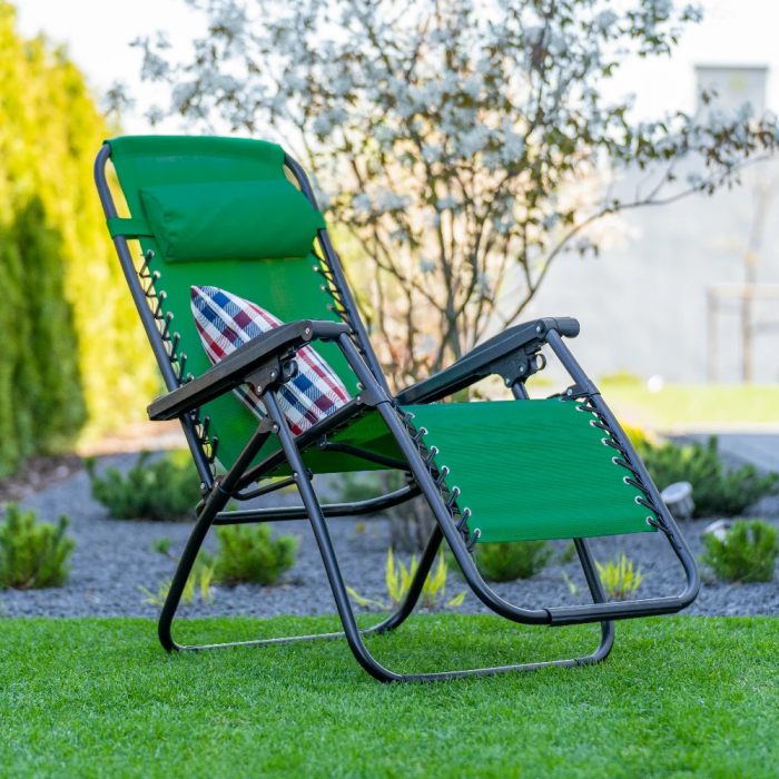 Mirpol Șezlong pliabil Deluxe verde cu pernă [2]