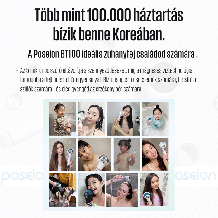 Poseion POSEION BT100® Capac de duș revitalizant coreean premium cu filtru de apă, tehnologie magnetică-ionizantă, gri [10]