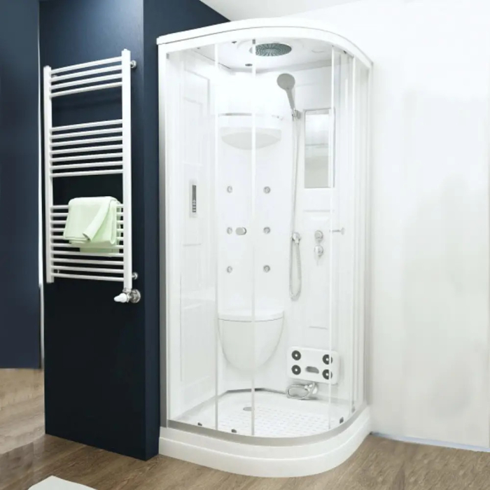 Sanimix Cabina dus cu hidromasaj Liza 90x90 cm, curbata, alb [2]