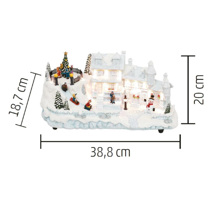 Somogyi Elektronic Diorama casă albă, pin rotativ, copii săniuș [3]