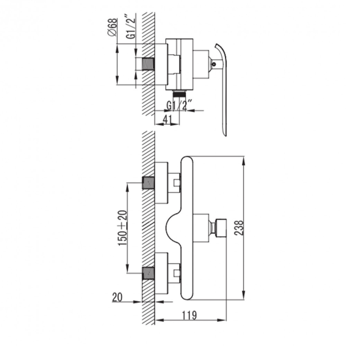 Wellis Baterie de duș Rundo [2]