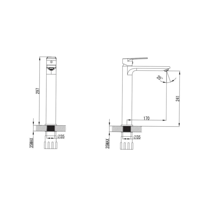 Wellis Baterie lavoar Asti cu înălțime ridicată [2]
