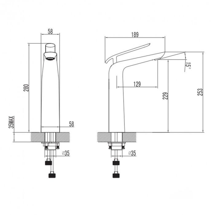 Wellis Baterie lavoar înaltă Rundo [2]