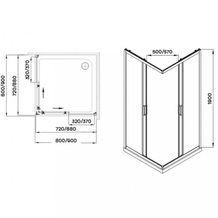 Wellis Cabină de duș pătrată Apollo 90x90 cm fără cădiță de duș cu strat de acoperire Easy Clean [6]