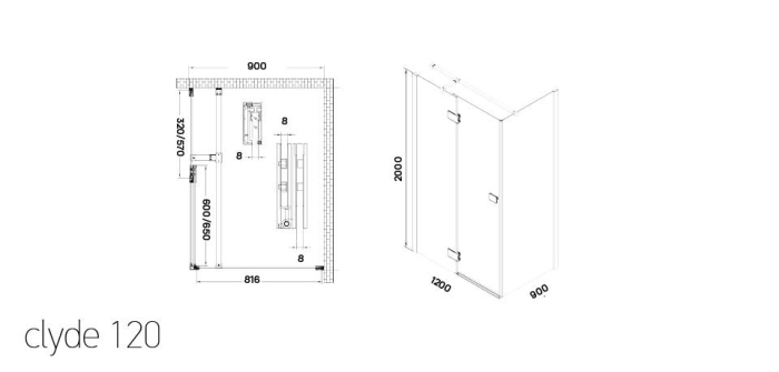 Wellis Cabină de duș pătrată Clyde 90x120 cm fără cădiță de duș cu strat Easy Clean [3]