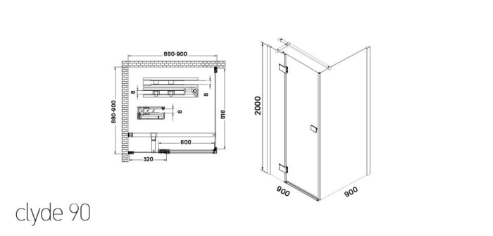 Wellis Cabină de duș pătrată Clyde 90x90 cm fără cădiță de duș cu strat Easy Clean [3]