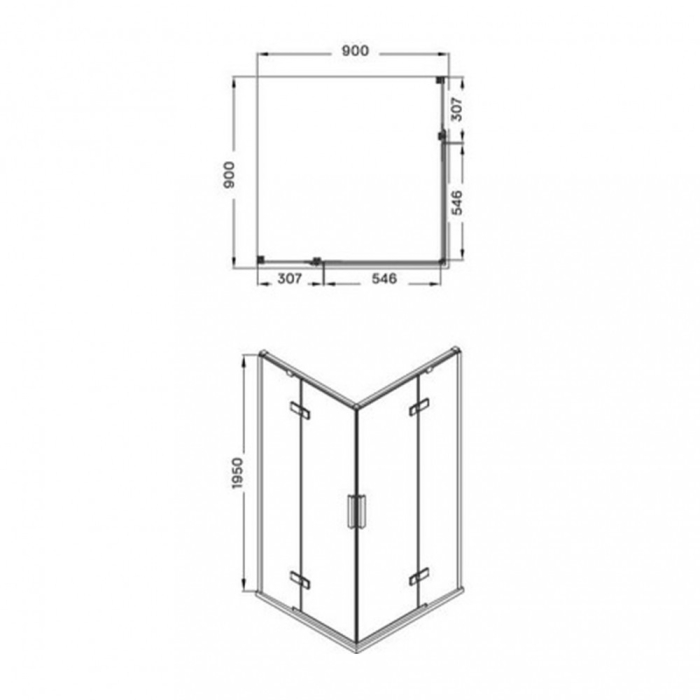 Wellis Cabină de duș pătrată Murano 90x90 cm fără cădiță de duș cu înveliș Easy Clean [2]