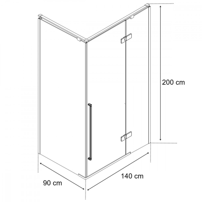 Wellis Cabină de duș pătrată Sorrento Plus 90x140, montată pe dreapta, cu finisaj Easy Clean [6]