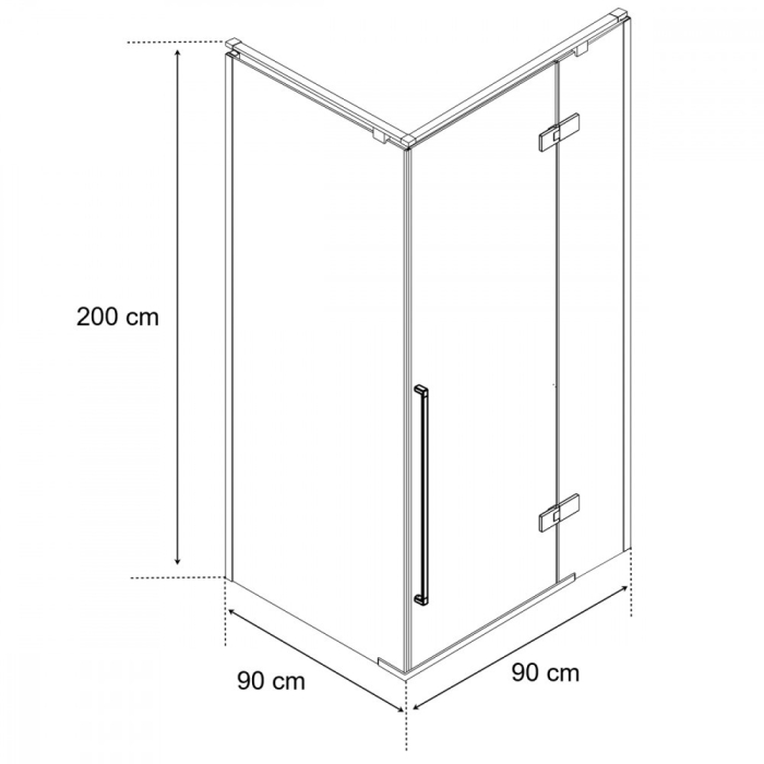 Wellis Cabină de duș pătrată Sorrento Plus 90x90, montată pe dreapta, cu finisaj Easy Clean [6]