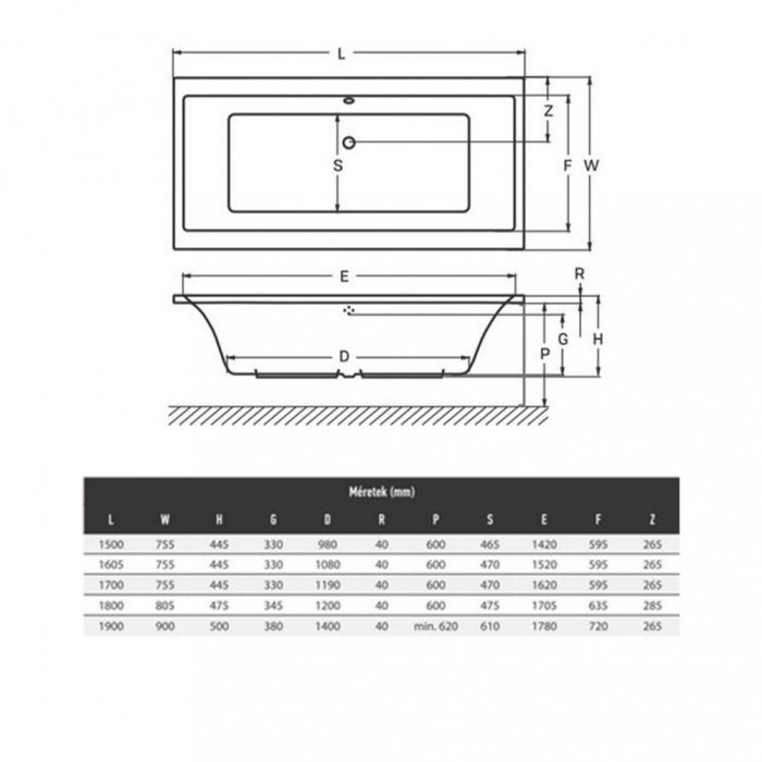 Wellis Cada baie dreptunghiulara Tengiz 180x80x60 cm, alb [2]