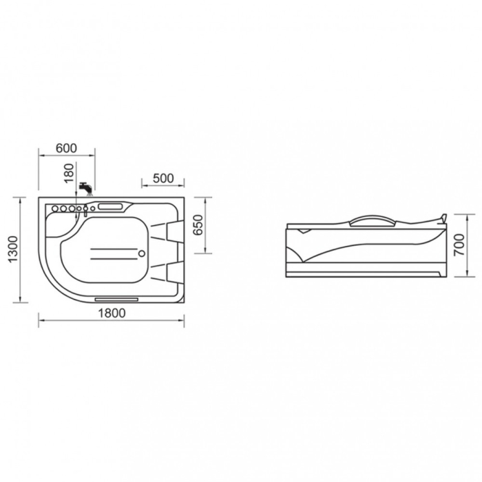 Wellis Cadă cu hidromasaj asimetrică Dublo Hydro [9]