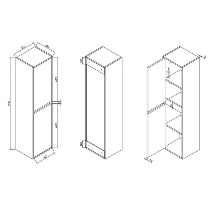 Wellis Dulap înalt Ginger montat pe perete [3]
