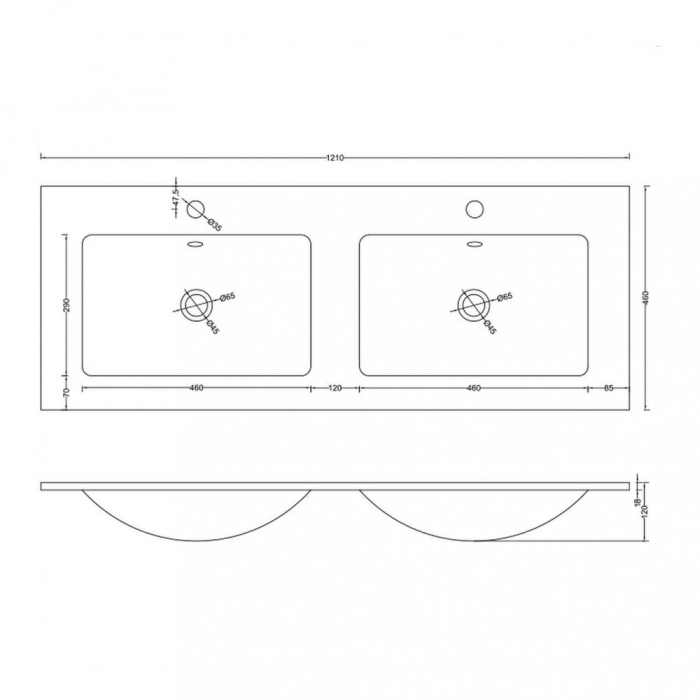 Wellis Lavoar dublu din marmură turnată Almeria [3]