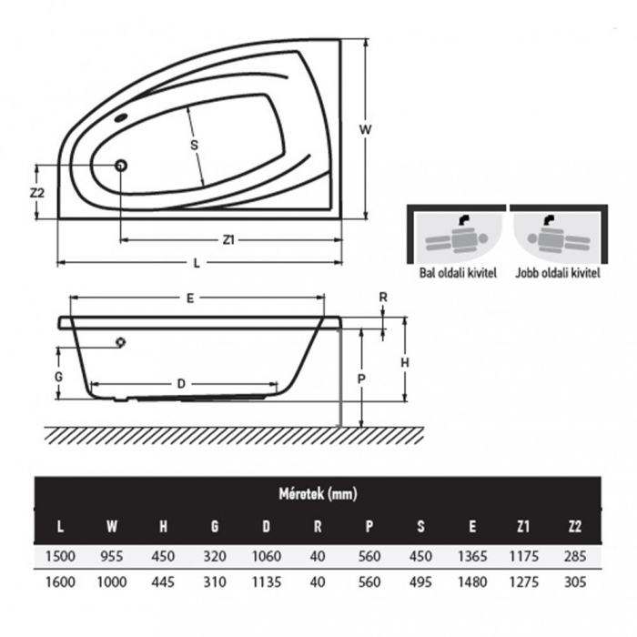 Wellis Matana Hydro 160, fără robinet, STÂNGA [4]