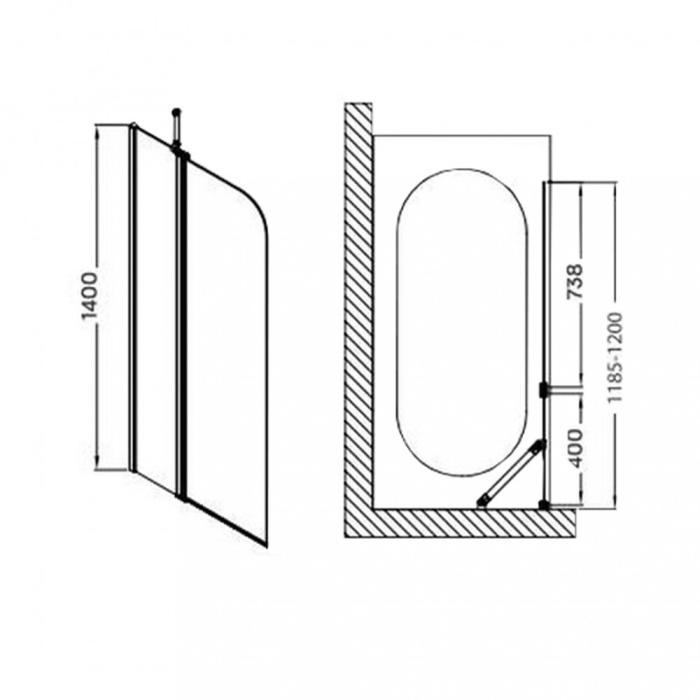 Wellis Paravan de baie Edge 120x145 cm cu strat de acoperire Easy Clean [4]