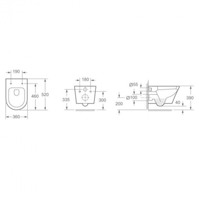 Wellis Toaletă Clement Black fără margini, montată pe perete, negru mat [2]