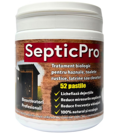Accesorii fose septice - Bioactivator Buha SepticPro, tratament pastile pentru WC, Hazna, Latrina sau Closet, 52 de pastile, 6-12 luni