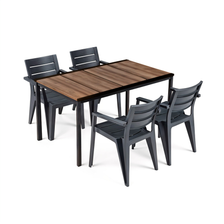 Set mobilier grădină - Curver Amari 4+1 set de mobilier de grădină nuc-grafit