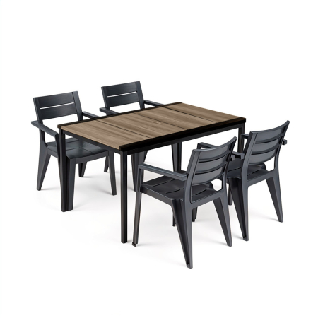 Set mobilier grădină - Curver Amari 4+1 set mobilier de grădină cenușă-grafit