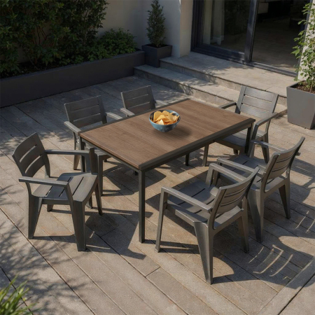 Curver Amari 6+1 set de mobilier de grădină nuc-grafit [1]