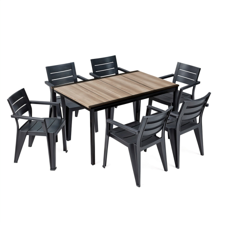 Set mobilier grădină - Curver Amari 6+1 set mobilier de grădină cenușă-grafit