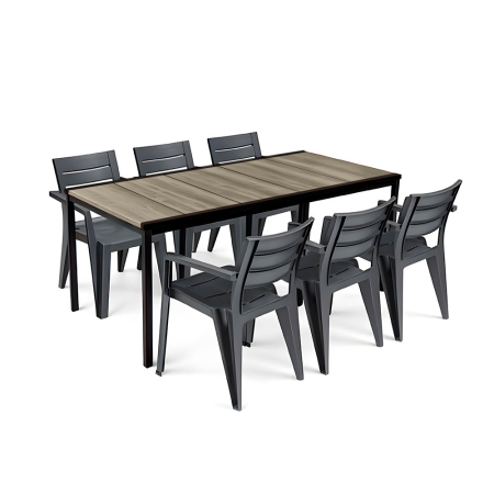 Set mobilier grădină - Curver Amari Large 6+1 set de mobilier de grădină cenușă-grafit