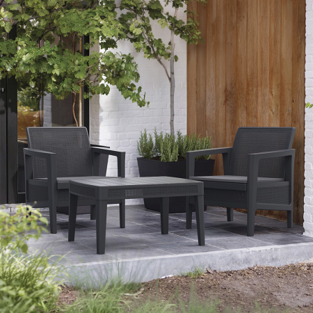 Curver Atlas linea set balcon din plastic cu pernă gri grafit [1]