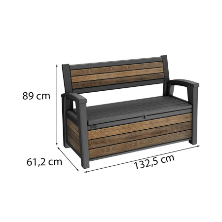 Curver Bancă de grădină/depozitare din plastic Decocoat, 227 L, nuc [2]