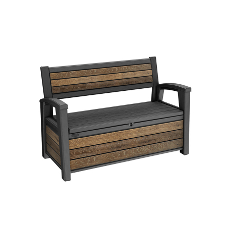 Casetă de grădină - Curver Bancă de grădină/depozitare din plastic Decocoat, 227 L, nuc