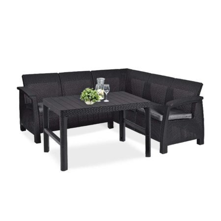 Set mobilier grădină - Curver Canapea de colț mică Corfu relax cu masă Lyon