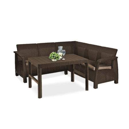 Set mobilier grădină - Curver Canapea de colț mică Corfu relax cu masă Lyon