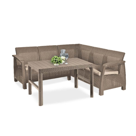 Set mobilier grădină - Curver Canapea de colț mică Corfu relax cu masă Lyon