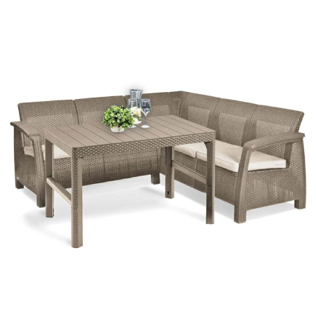 Set mobilier grădină - Curver Canapea de colț relaxantă Corfu cu masă Lyon