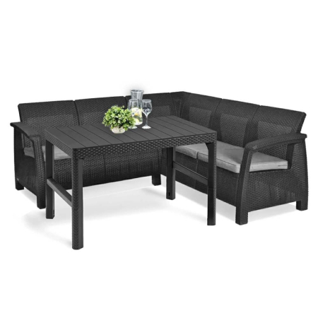 Set mobilier grădină - Curver Canapea de colț relaxantă Corfu cu masă Lyon