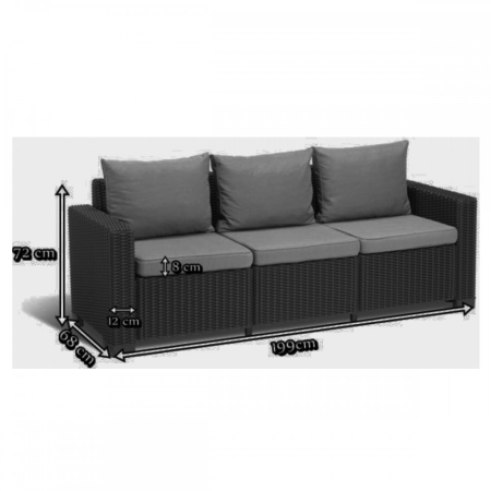 Curver Canapea de grădină California cu 3 locuri din ratan sintetic [1]