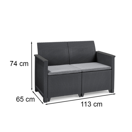 Curver Canapea de grădină Elodie cu 2 locuri din ratan sintetic [2]