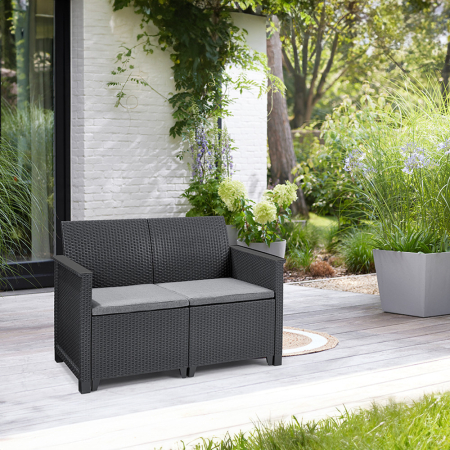 Curver Canapea de grădină Elodie cu 2 locuri din ratan sintetic [1]