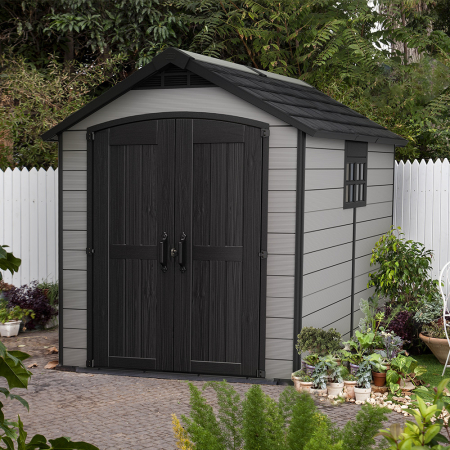 Curver Căsuță de grădină din plastic Premier 759, gri-maroniu [1]