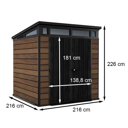 Curver Căsuță de grădină din plastic Signature PENT 7X7, lemn de nuc [2]