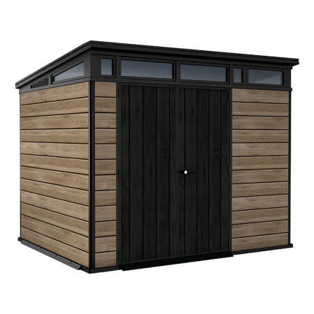 Casetă de grădină - Curver Căsuță de grădină Signature PENT 9X7 din plastic, lemn de frasin